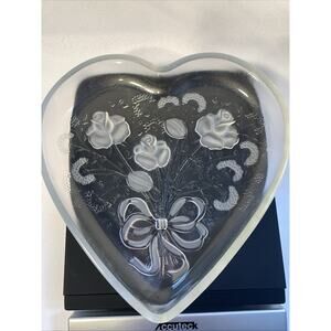 Vintage Mikasa Heart Shaped Crystal Tray Dish Rose‎ Bouquet